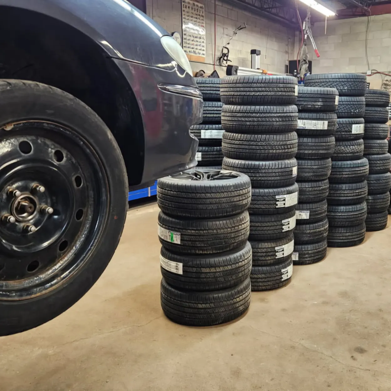 Tire inventory and service area at Iroquois Ridge